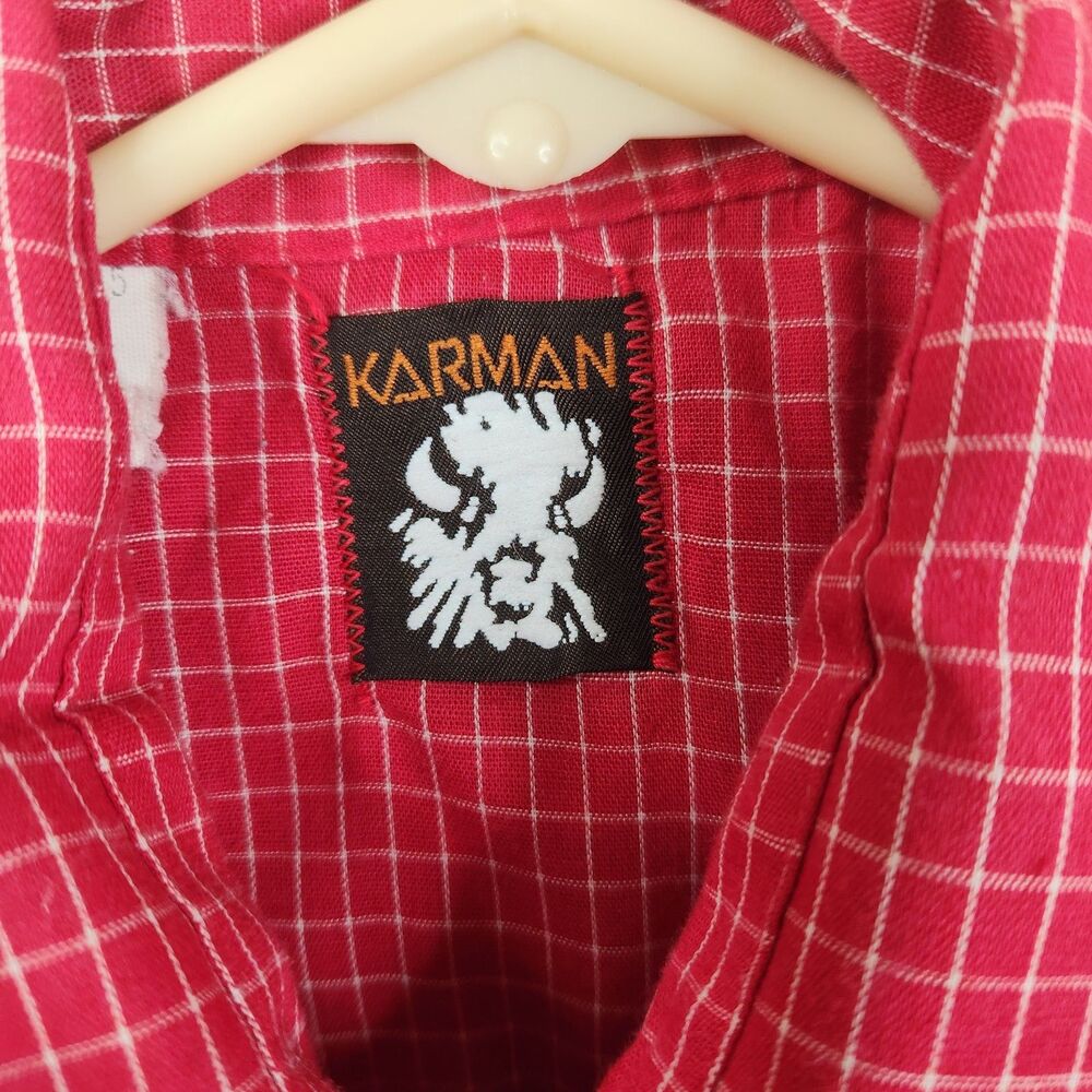Karman Vintage 70s Womens Pearl Snap Gingham Dual Pocket Western Shirt  Sz 8 - Picture 6 of 9